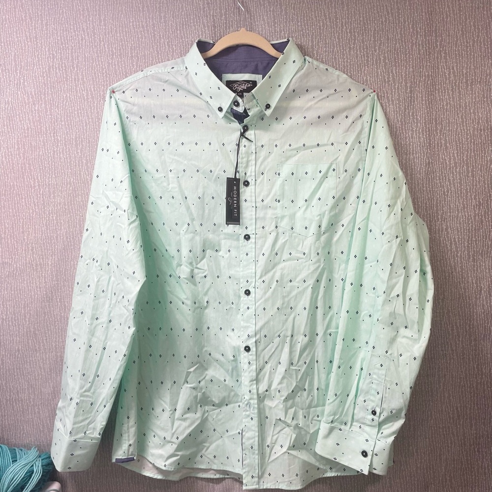 Men's Mint Green Patterned Shirt